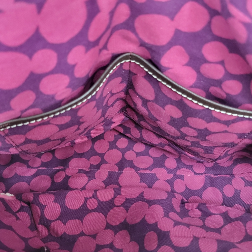 BODEN Genuine Leather Brown w/ Fuschia Trim‎ Leather Handbag. P138 - Picture 6 of 10